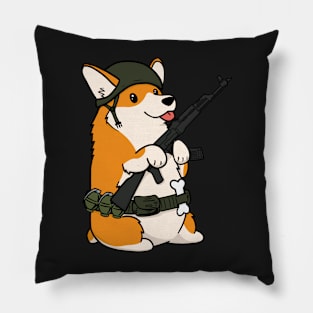 cute soldier war corgi Pillow