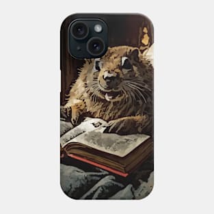 watercolor groundhog reading book Phone Case