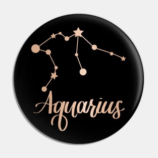 Aquarius Zodiac Constellation in Rose Gold - Black Pin