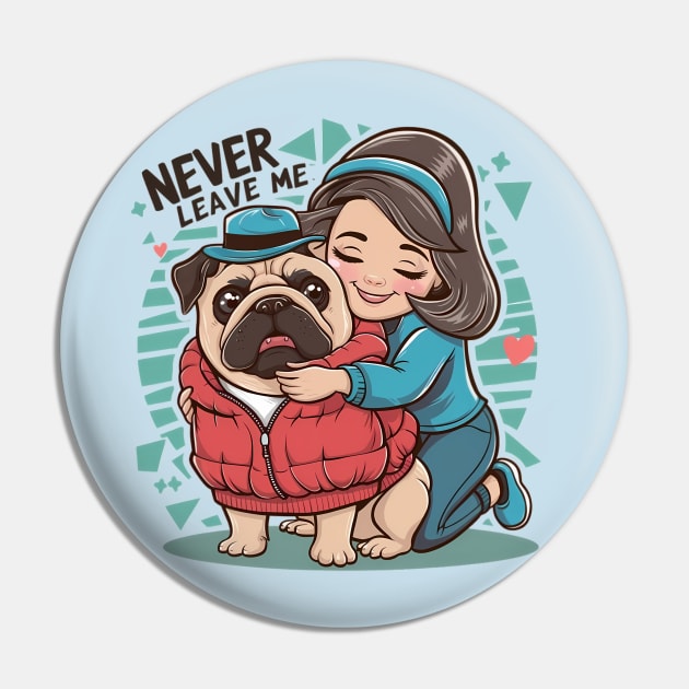 Puppy Love: A Cozy Embrace. Pug dog Lovers Pin by TRACHLUIM