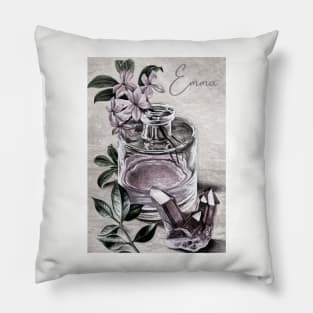 Emma vintage print perfume & rose quartz personalised Pillow