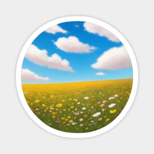 Circular Field of Flowers Magnet