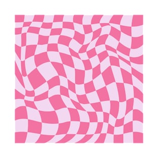 Pretty Pink Checkerboard Warp Pattern T-Shirt