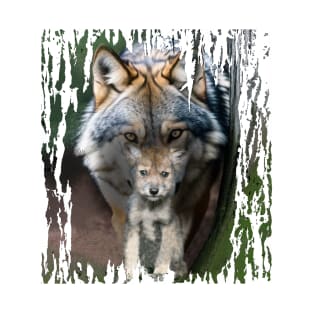 Mother Wolf with Her Cub. Wolves. T-Shirt