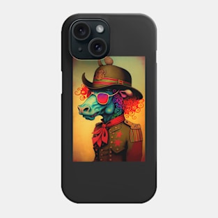 Psychedelic Blue Bull Soldier  wearing sunglasses Phone Case