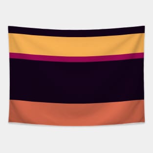 A unique unity of Almost Black, Jazzberry Jam, Faded Red, Dark Peach and Butterscotch stripes. Tapestry