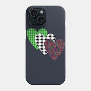 Striped Plaid Printed Heart Valentine's Day Phone Case