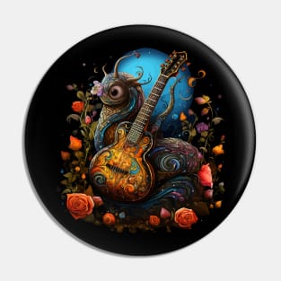 Snail Playing Guitar Pin