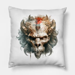 Skull Wild Life Painting Dark Character Spirit Pillow