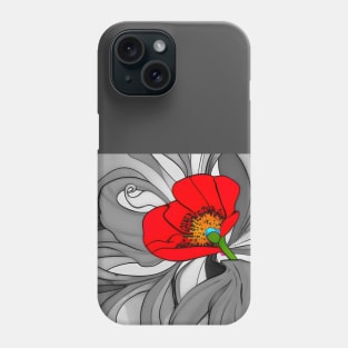 70s Style Red Poppy Flower Digital Abstract (MD23Mrl019b) Phone Case