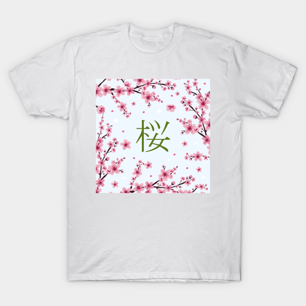 Cherry Blossom Bloom Branch Sakura Kanji - Cherry Blossoms - T-Shirt ...