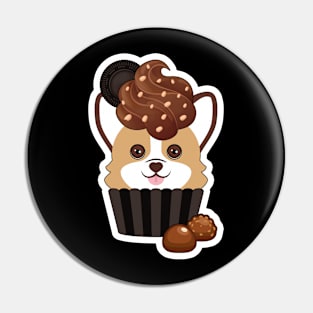 Corgi Chocolate Cupcake Pin