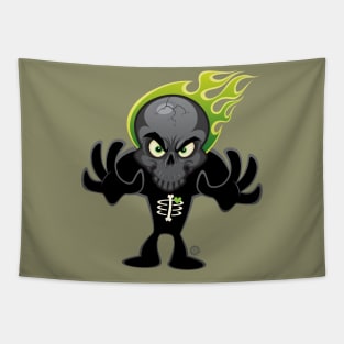 SkullyDawg Green Flame Tapestry