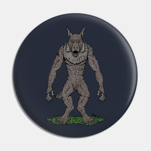 Dogman Cryptid or Werewolf Pin by AzureLionProductions