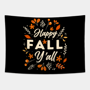 Happy Fall Y'all Thanksgiving Pumpkin Halloween Autumn Tapestry