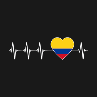 Colombian Heartbeat I Love Colombia Heart Flag T-Shirt