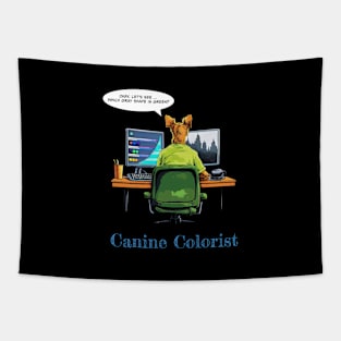 Canine Colorist - Dog on Black Tapestry