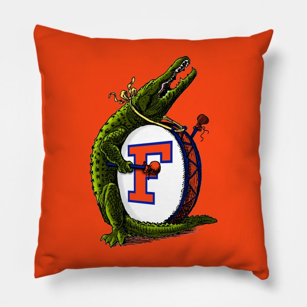 Gator on a drum Pillow by Wright Art