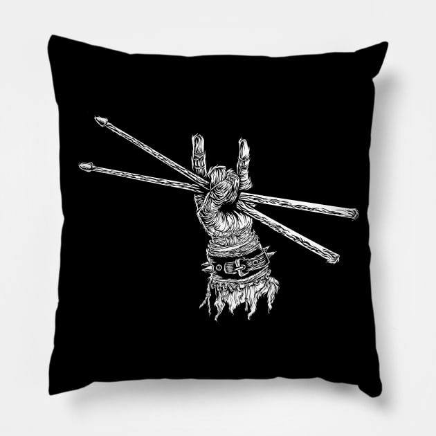 Devil Horns-Drumsticks-Drummer-Rock-Metal-Music Pillow by StabbedHeart