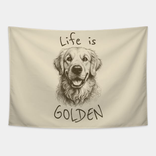 Life is Golden Vintage - Golden Retriever Tapestry by BoundlessWorks