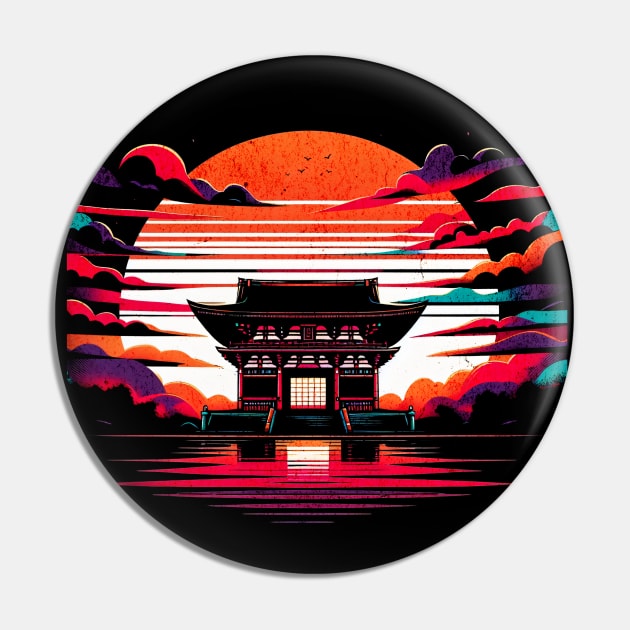 Meiji Shrine Tokyo Retro Design Pin by Miami Neon Designs