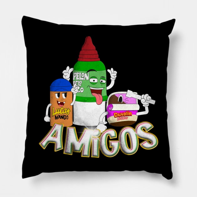 Mexican candy amigos Pillow by NUNEZ CREATIONS