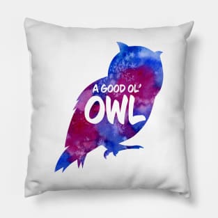 Owl Critter - Watercolor Background Pillow