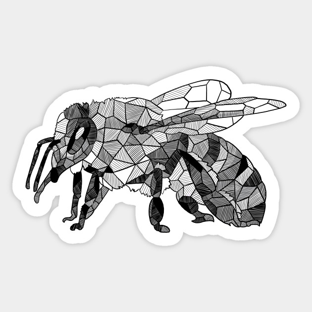 Honey Bee Geometric Sketch Art Honey Bee Sticker Teepublic