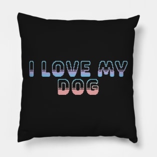 I Love My Dog Classic Video Game Graphic Peach Purple Blue Gradient Pillow