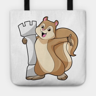 Squirrel at Chess with Chess piece King Tote