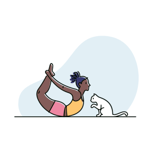 YOGA WITH CAT ILLUSTRATION T-Shirt