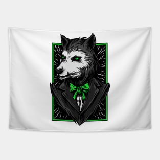 Big Bad Wolf Suit Black Green Tapestry