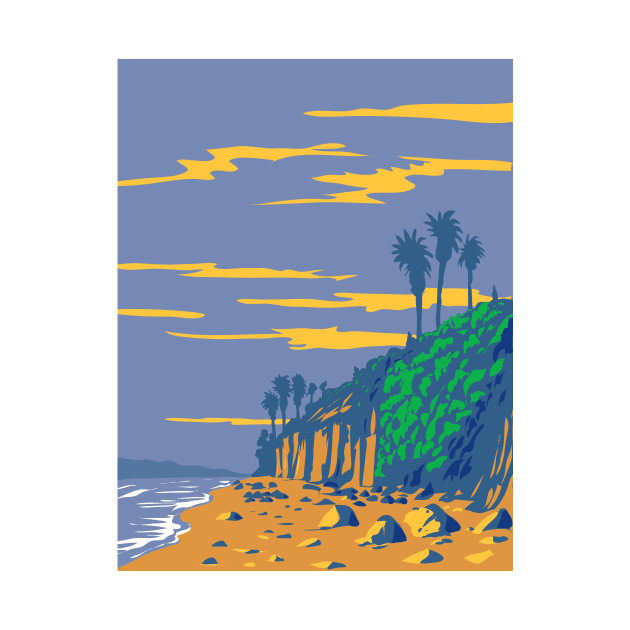 Beacon's Beach in Leucadia State Beach in Encinitas California WPA Poster Art by retrovectors