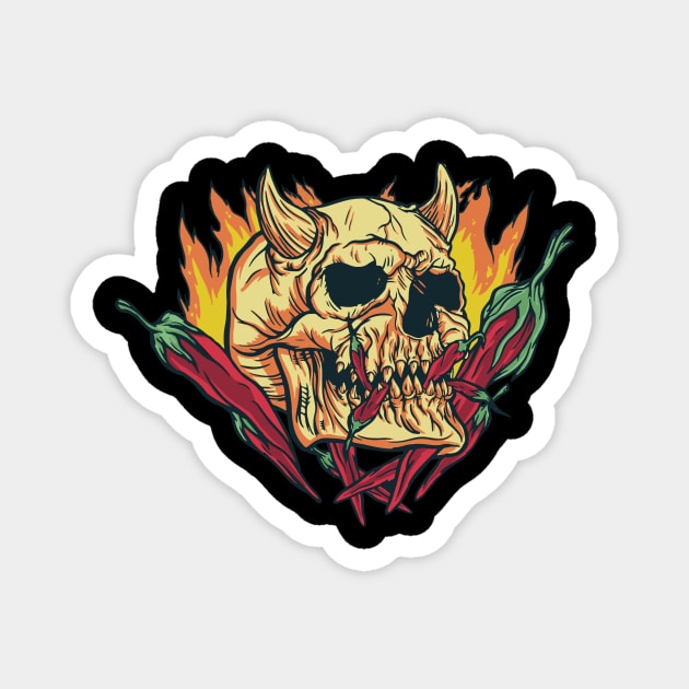 Scary Demon Red Hot Chilli Skul Rock Skeleton Magnet by OfCA Design