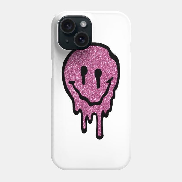 Pink Glitter Drippy Smiley Face Phone Case by lolsammy910