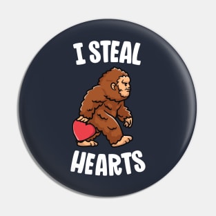 Bigfoot Valentines Day I Steal Hearts Funny Sasquatch Boys Pin