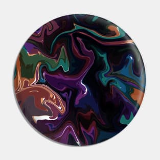 Jewel Tones Silk Marble - Orange, Teal, Blue, Green, Purple, Red Liquid Paint Pattern Pin