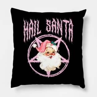 Hail Santa Retro Cute Santa Claus Pink Goth Christmas Pillow