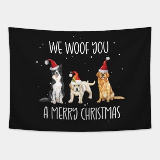 We Woof You a Merry Christmas / Snow Christmas Dog Lover Santa Hat Tapestry