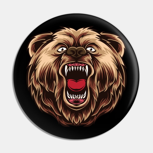 Growling Angry Bear Pin by Printaha