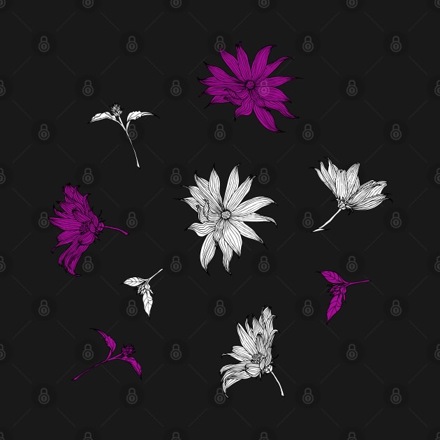 Floral line-art gray-purple by kobyakov