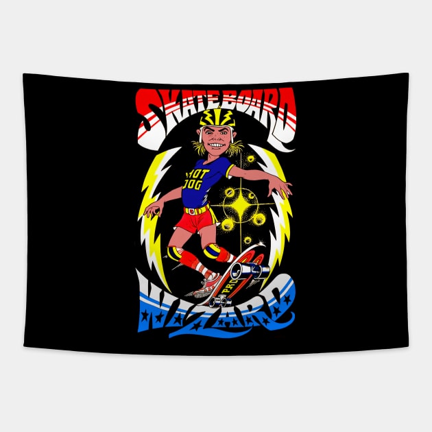 Skateboard Wizard Tapestry by Viper Vintage