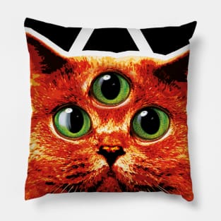 46 Magical Red Cat Triangle 3 three Eyes Pillow