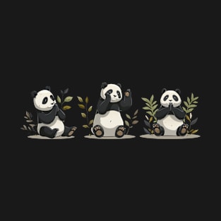 Panda in Different Yoga Positions - Panda Bear Japanese T-Shirt