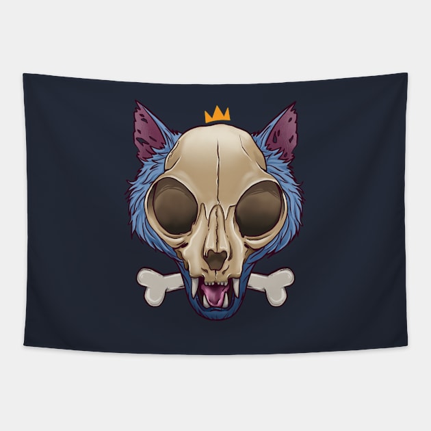 Cat Skull Tapestry by eimmonsta