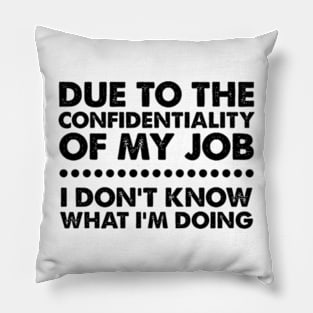 Due To The Confidentiality Of My Job I Don't Know What I'm Doing Pillow