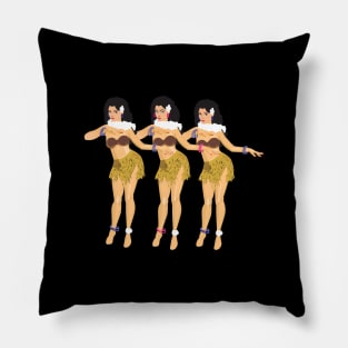 Three Hulas Dancing BLK Pillow