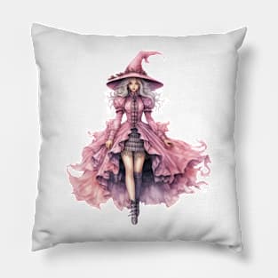 Pink Halloween Witch Pillow