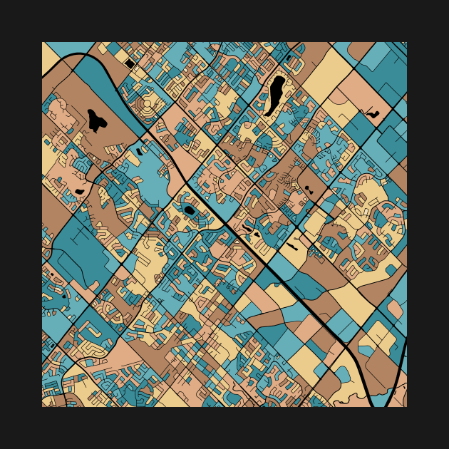 Brampton Map Pattern in Mid Century Pastel by PatternMaps