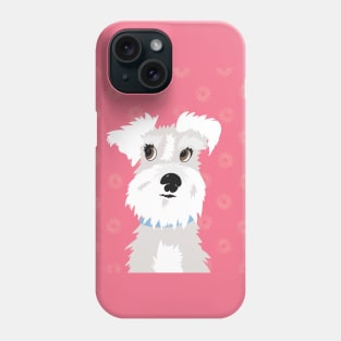 White Miniature Schnauzer Dog with Pink Daisies Phone Case